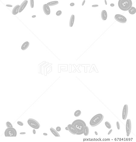 British pound coins falling. Scattered black and w British pound coins falling. Scattered black and w 67841697