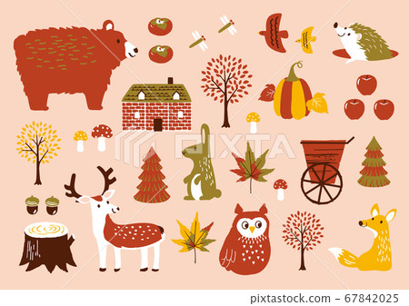 Fall Animal Patterns Autumn animal set autumn pattern illustration - Stock Illustration ...