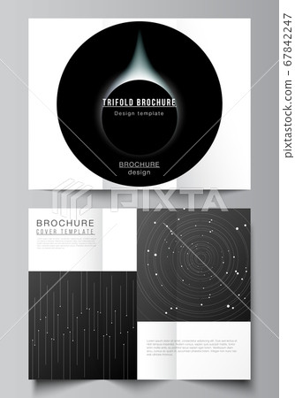Vector layouts of covers design templates for trifold brochure, flyer layout, magazine, book design, brochure cover, advertising mockups. Tech science future background, space design astronomy concept Vector layouts of covers design templates for trifold brochure, flyer layout, magazine, book design, brochure cover, advertising mockups. Tech science future background, space design astronomy concept 67842247