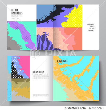 Vector layout of two covers templates for square design bifold brochure, flyer, cover design, book design, brochure cover. Japanese pattern template. Landscape background decoration in Asian style. Vector layout of two covers templates for square design bifold brochure, flyer, cover design, book design, brochure cover. Japanese pattern template. Landscape background decoration in Asian style. 67842269