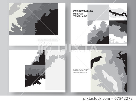 Vector layout of the presentation slides design business templates, multipurpose template for presentation brochure, brochure cover. Landscape background decoration, halftone pattern grunge texture. 67842272