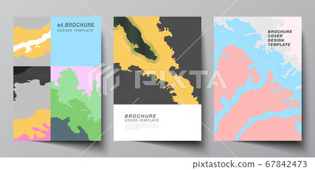 Vector layout of A4 cover mockups design templates for brochure, flyer layout, cover design, book design, brochure cover. Japanese pattern template. Landscape background decoration in Asian style. 67842473