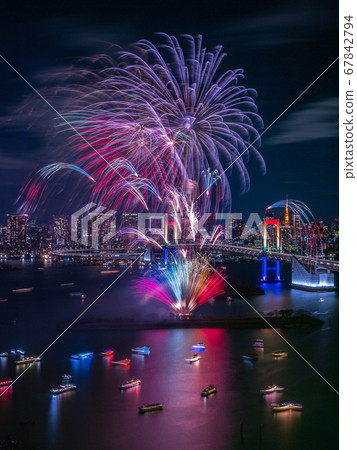 December Tokyo Odaiba Rainbow Bridge and Fireworks 67842794