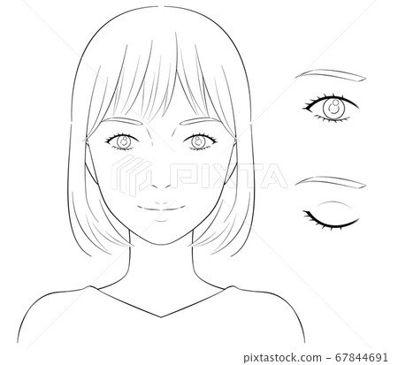 Set illustrations of female face and eyes up 67844691