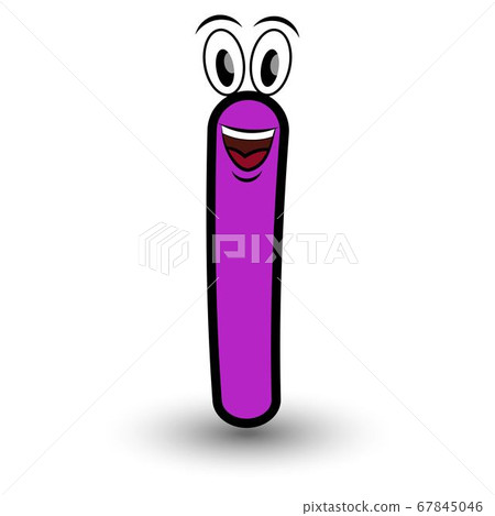 Funny hand drawn cartoon styled font colorful letter I with smiling face vector alphabet illustration isolated on white 67845046