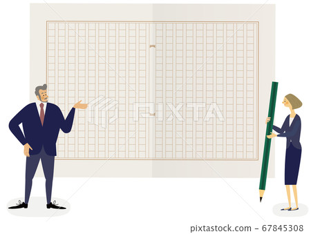 Manuscript paper and businessman Manuscript paper and businessman 67845308