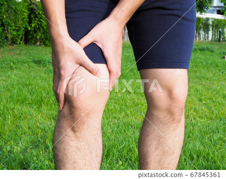 Men suffering from leg pain and chronic knee pain Men suffering from leg pain and chronic knee pain 67845361