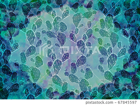 Cactus background material watercolor succulents retro turquoise blue Cactus background material watercolor succulents retro turquoise blue 67845597
