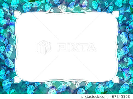 Cactus background material watercolor succulents retro turquoise blue Cactus background material watercolor succulents retro turquoise blue 67845598