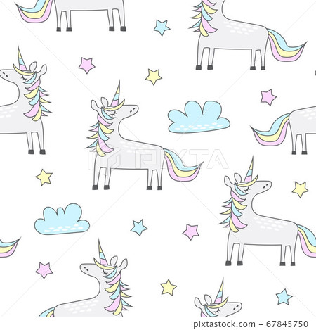 Childish seamless pattern with cute unicorn.... - Stock Illustration ...