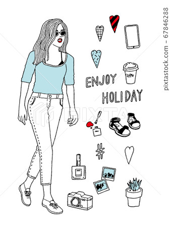 Fashionable magazine style female illustration Fashionable magazine style female illustration 67846288