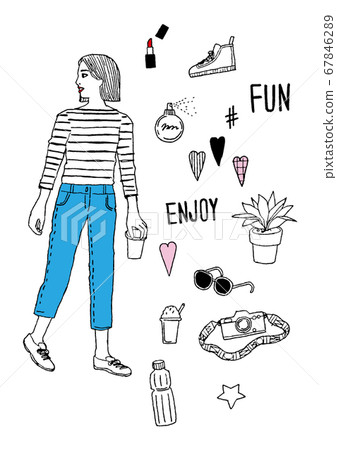 時尚雜誌風格的女性插畫 67846289