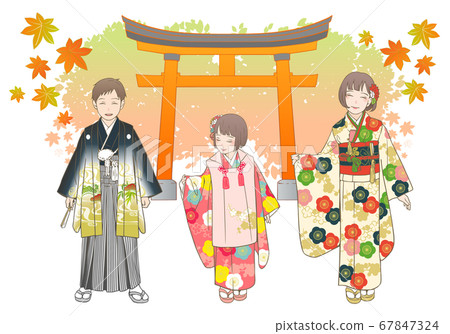 Shichigosan hand-drawn vector illustration set 67847324