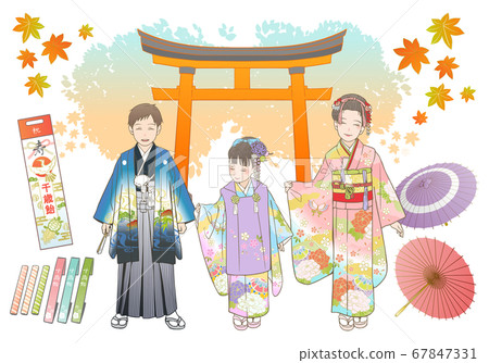 Shichigosan hand-drawn vector illustration set 67847331