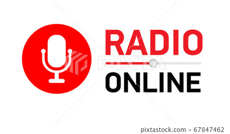 Vector illustration button Online radio. circle with microphone. 67847462
