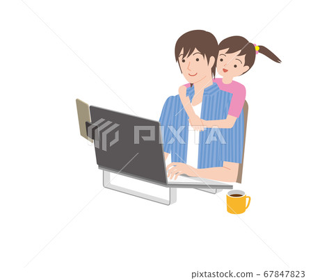 Telework, men and children operating PCs Telework, men and children operating PCs 67847823