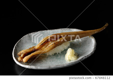 少量烤鰻魚送達一盤(黑色背景) 少量烤鰻魚送達一盤(黑色背景) 67848112