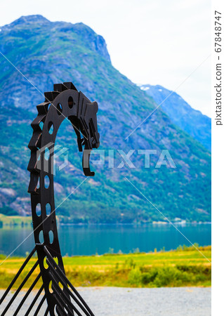 old viking boat in norwegian nature old viking boat in norwegian nature 67848747