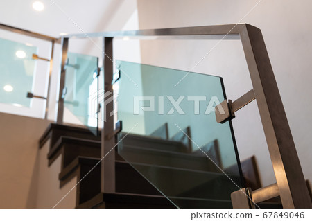 Modern minimalist style stairs with brown wooden Modern minimalist style stairs with brown wooden 67849046