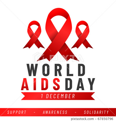 World AIDS day poster. Aids Awareness Red Ribbon. 67850796
