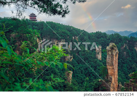 Landscape of Stone Tianzi Mountain pillars in Landscape of Stone Tianzi Mountain pillars in 67852134