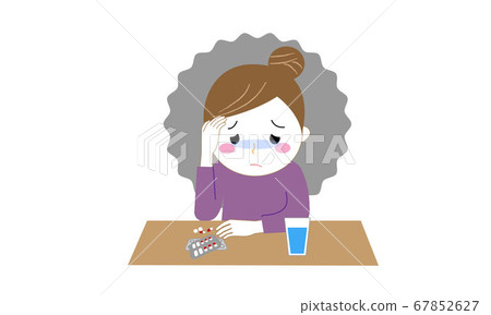 Depressed and depressed woman (depressed and taking medication) 67852627