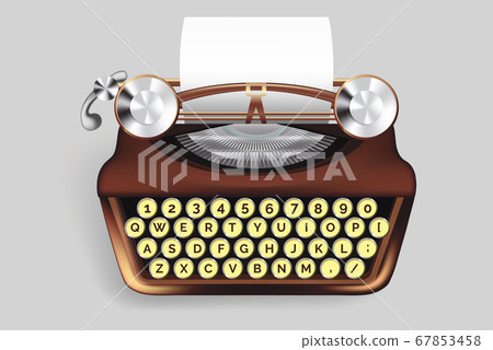 Realistic Detailed 3d Typewrite with Empty Paper Sheet. Vector Realistic Detailed 3d Typewrite with Empty Paper Sheet. Vector 67853458