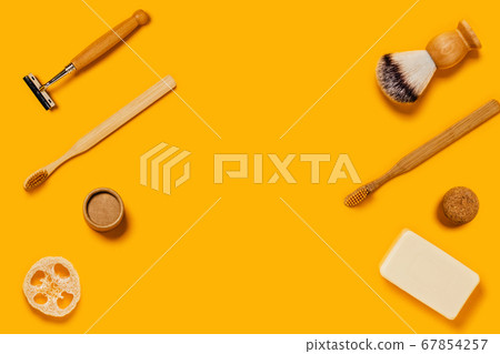Yellow background on zero waste topic. 67854257