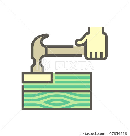 Wood floor construction and hammer vector icon Wood floor construction and hammer vector icon 67854318
