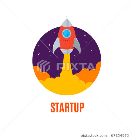 Rocket Ship Startup Concept Banner Flat Design... - Stock Illustration ...
