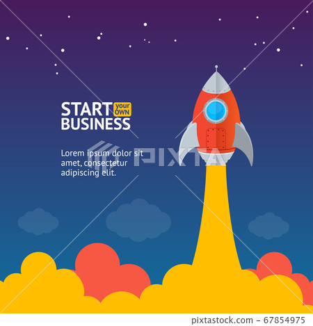 Rocket Ship Startup Concept Banner Flat Design Style. Vector Rocket Ship Startup Concept Banner Flat Design Style. Vector 67854975