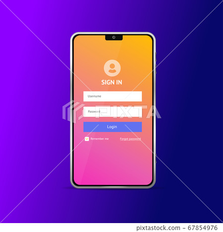 Realistic Detailed 3d Mobile Phone and Sign In Form. Vector Realistic Detailed 3d Mobile Phone and Sign In Form. Vector 67854976