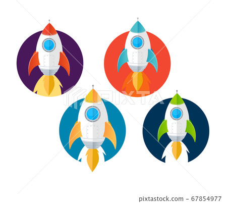 Cartoon Color Rockets Ships Icons Set. Vector Cartoon Color Rockets Ships Icons Set. Vector 67854977