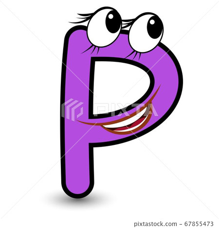 Funny hand drawn cartoon styled font colorful letter P with smiling face vector alphabet illustration isolated on white Funny hand drawn cartoon styled font colorful letter P with smiling face vector alphabet illustration isolated on white 67855473