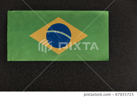 Flag of Brazil on black background. National 67855725
