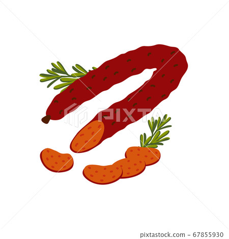 Chorizo sausage. Meat delicatessen on white 67855930