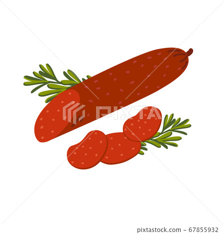 Pepperoni sausage. Meat delicatessen on white 67855932