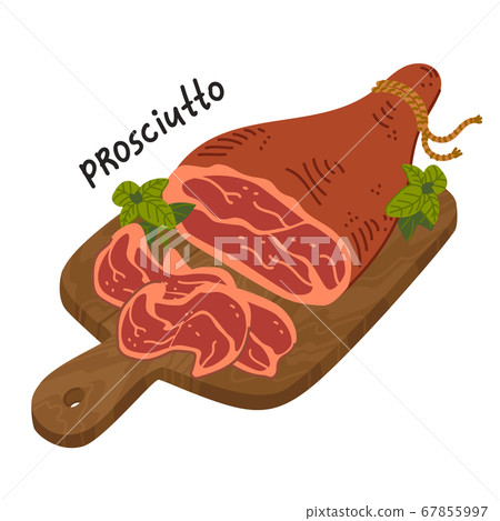 Prosciutto crudo. Meat delicatessen on a wooden 67855997