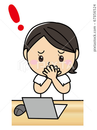 女孩03_05(女人在筆記本電腦前驚訝) 女孩03_05(女人在筆記本電腦前驚訝) 67856524