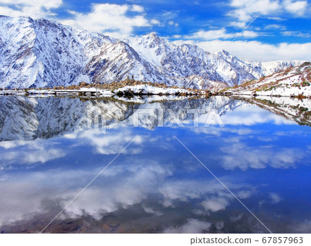 Natural pond reflecting the Japanese Alps (Hakuba Sanzan and Happoike) 67857963