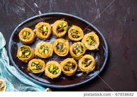 Middle Eastern dessert with pistachio 67858682