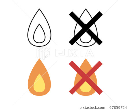Set of burning/non-burning garbage icons/fire/flame/sorting Set of burning/non-burning garbage icons/fire/flame/sorting 67859724