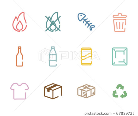 Set of icons for separating garbage / Burning / Not burning / Recycling / Garbage 67859725
