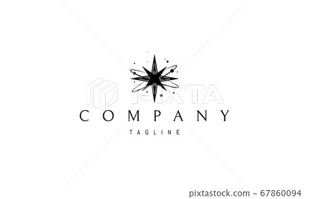 Vector logo on which an abstract image of a big bang in the form of stars and planets. Vector logo on which an abstract image of a big bang in the form of stars and planets. 67860094