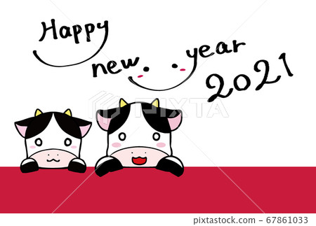 2021年新年賀卡,有兩隻可愛的牛 2021年新年賀卡,有兩隻可愛的牛 67861033