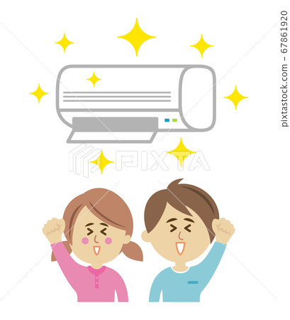 Illustration image of a child who is happy with a new air conditioner 67861920