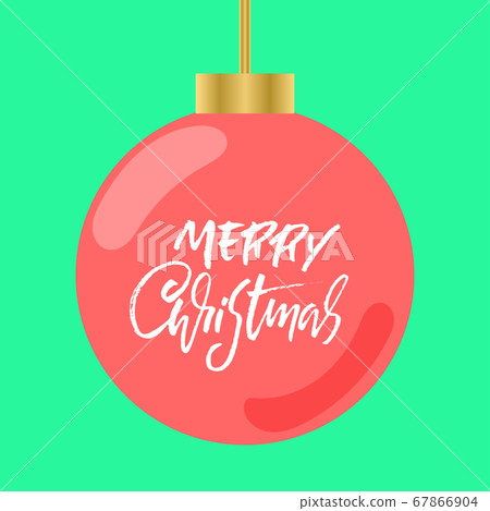 Hand drawn phrase Merry Christmas. Modern dry brush lettering design. Vector typography Christmas ball illustration. Hand drawn phrase Merry Christmas. Modern dry brush lettering design. Vector typography Christmas ball illustration. 67866904