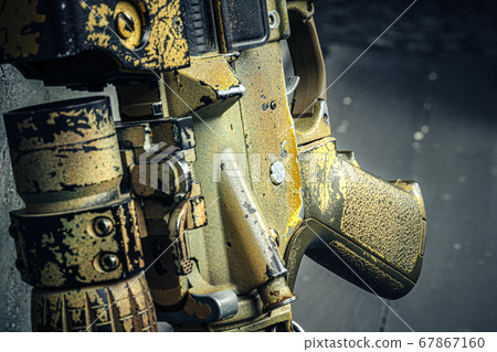 Modern weapon series. US Army assault rifle, close up. 67867160