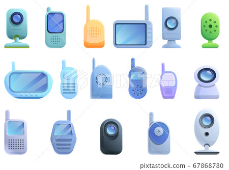 Baby monitor icons set, cartoon style Baby monitor icons set, cartoon style 67868780