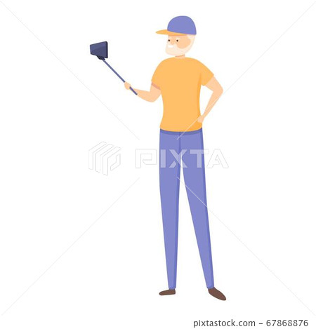 Selfie senior man icon, cartoon style 67868876